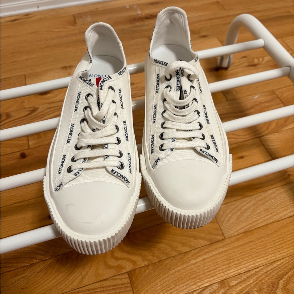 Moncler Cream Sneakers with Logo Accents